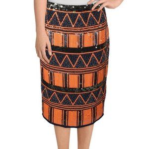 NWT Endless Rose Womens Blue Midi Sequined Party Pencil Skirt M
